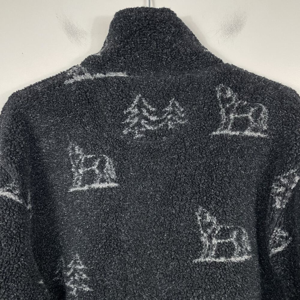 Vintage Chaps Ralph Lauren Fleece Men XL Charcoal Howling Wolf Pine Tree Y2K - Picture 10 of 11